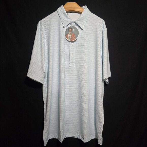 NWT - Criquet Performance Polo - Blue White BOTTLE OPENER - Sz L* - Picture 1 of 7